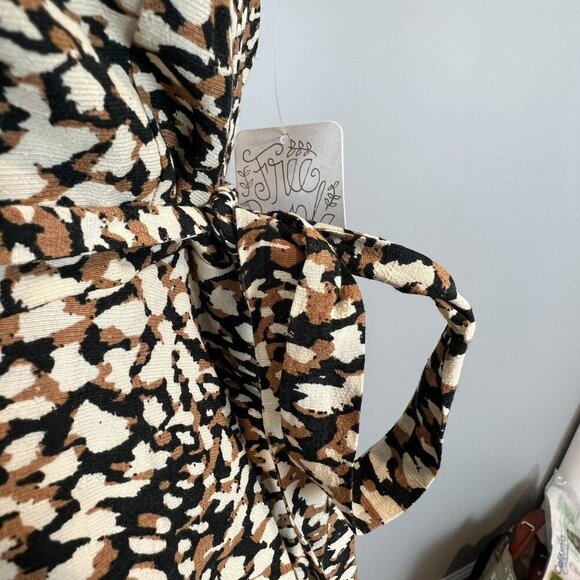 Free People French Quarter Mini Wrap Dress Size XS Brown Black Print NWT - Picture 5 of 14